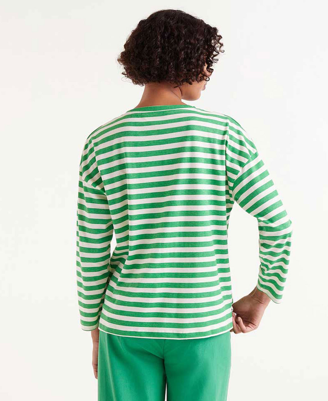 Striped Long Sleeve T-Shirt - White/Green