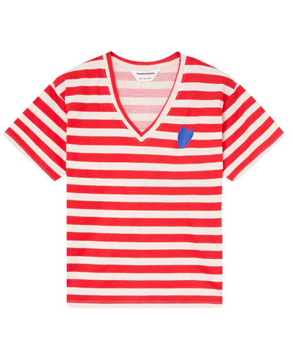 Stripes Cotton T-Shirt - White &amp; Red