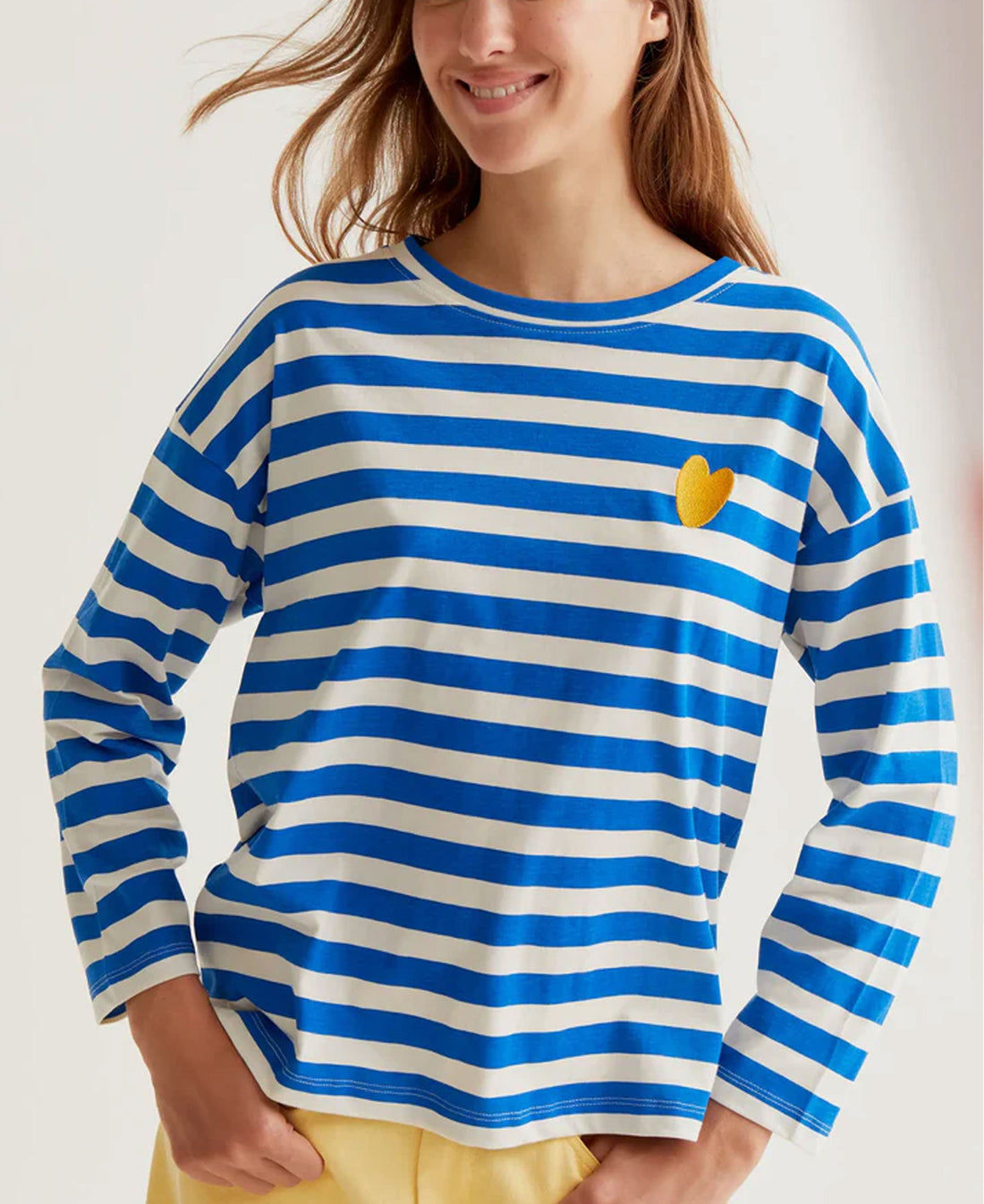 Stripes Cotton T-Shirt - White &amp; Blue