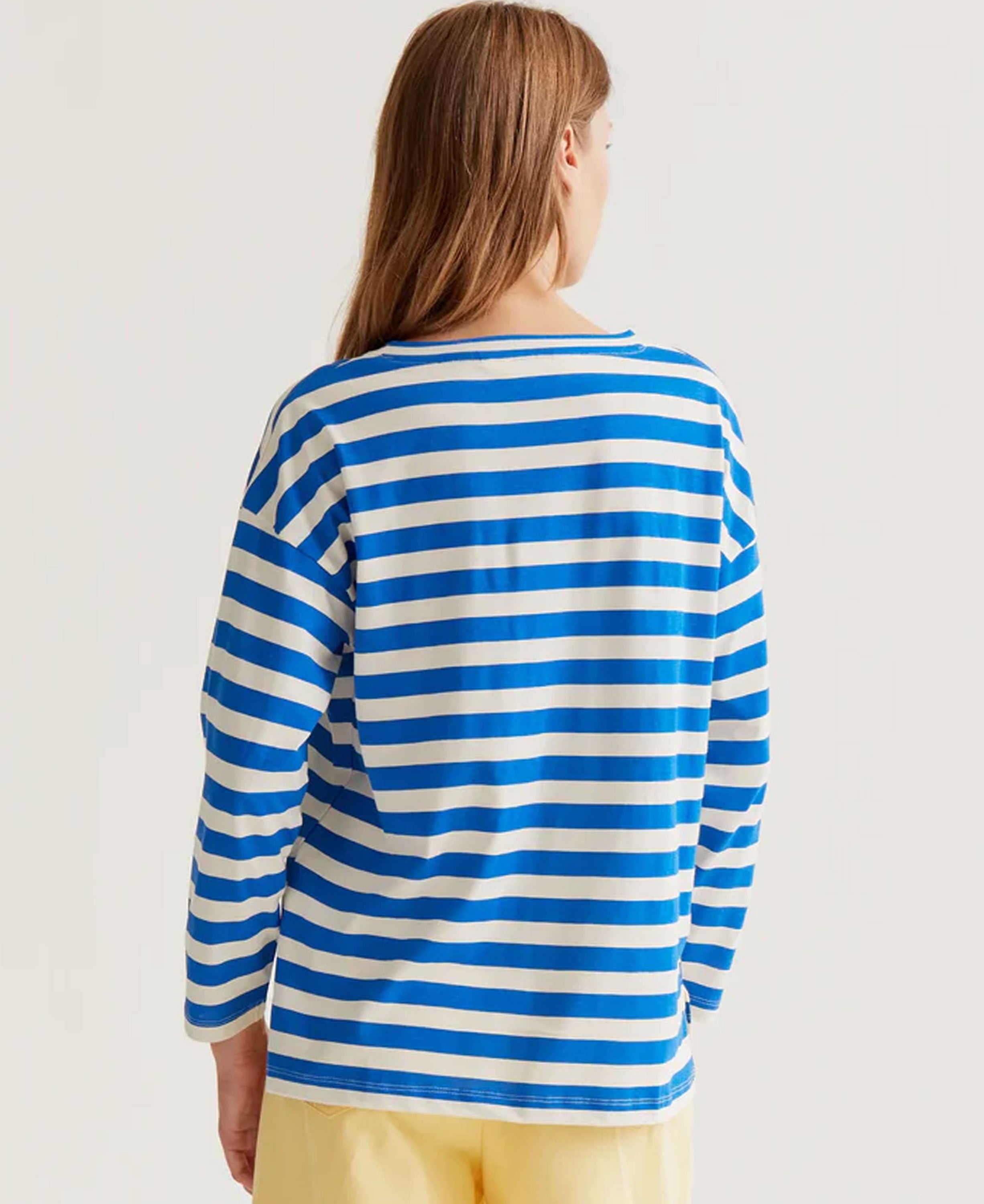 Stripes Cotton T-Shirt - White &amp; Blue