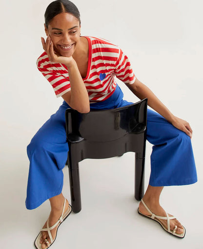 Stripes Cotton T-Shirt - White &amp; Red