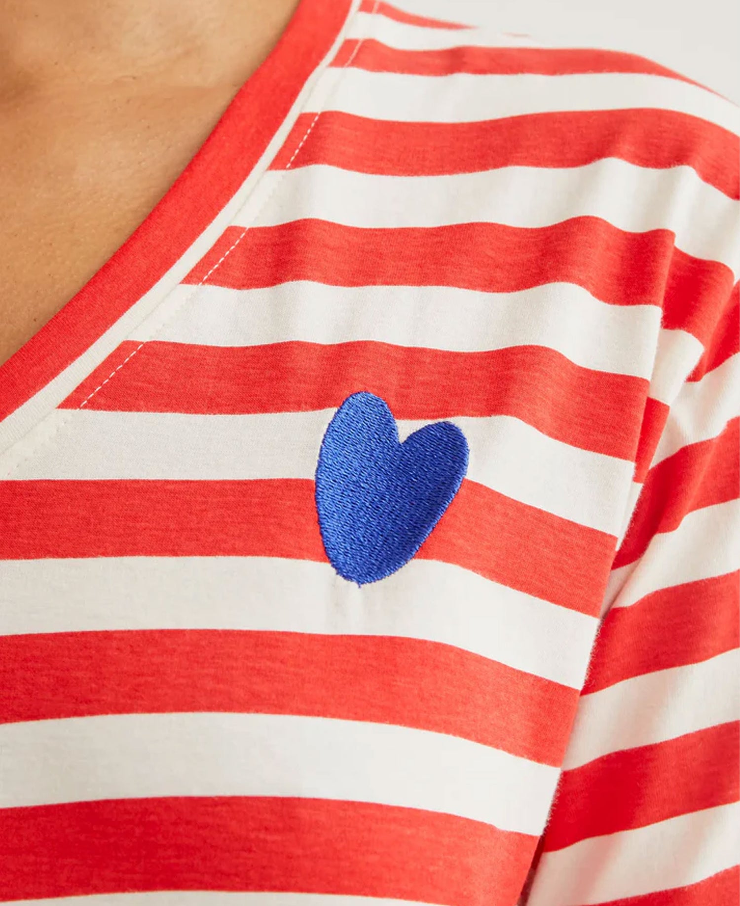 Stripes Cotton T-Shirt - White &amp; Red