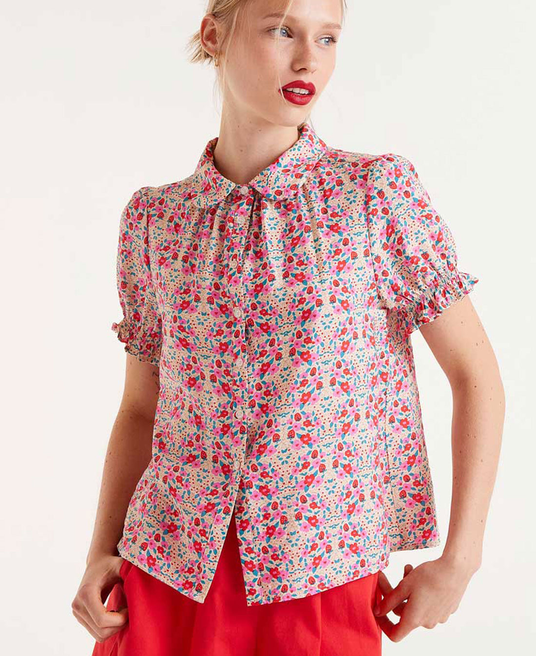 Sugar Print Short Sleeve Shirt - Flowers