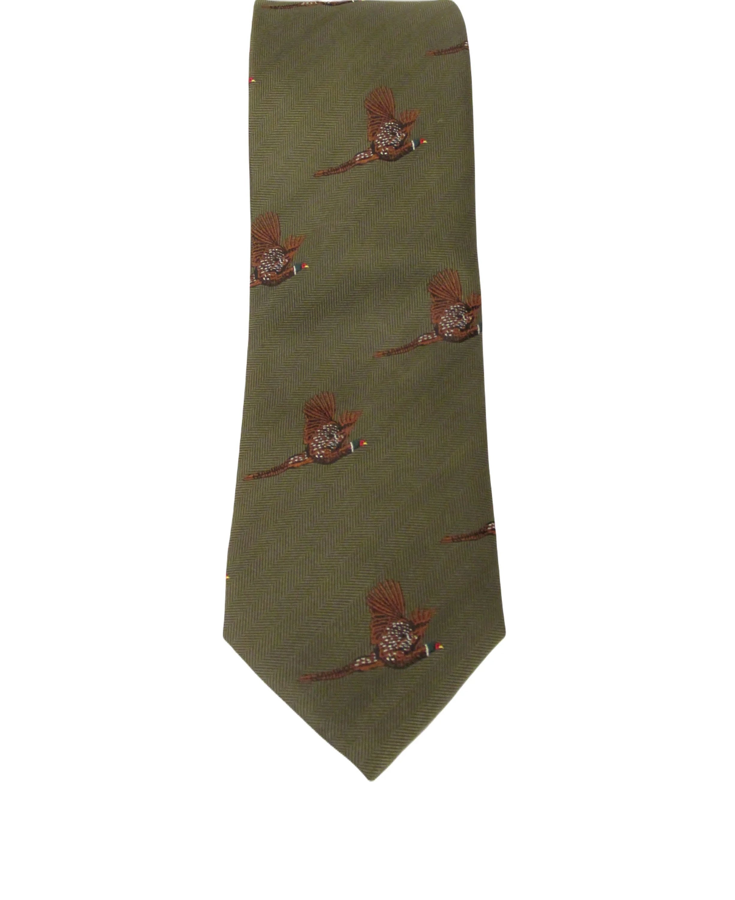 Country Silk Tie - Flying Pheasant Green