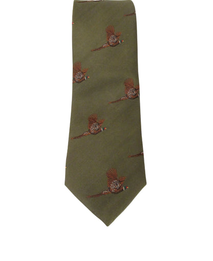 Country Silk Tie - Flying Pheasant Green