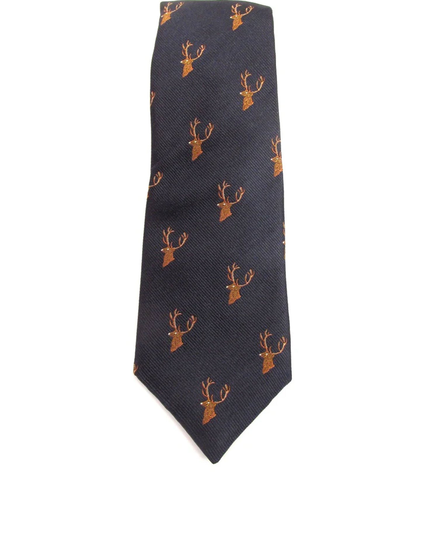 Country Silk Tie - Stag Head Navy