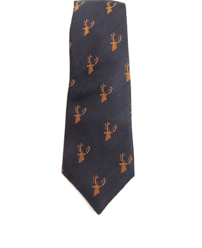 Country Silk Tie - Stag Head Navy