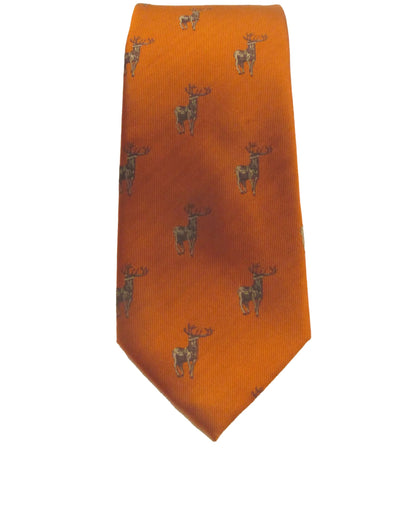 Country Silk Tie - Standing Stag Orange