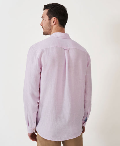 Long Sleeve Linen Shirt - Heritage Pink White