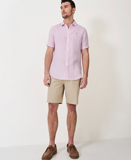 Short Sleeve Linen Shirt - Heritage Pink White