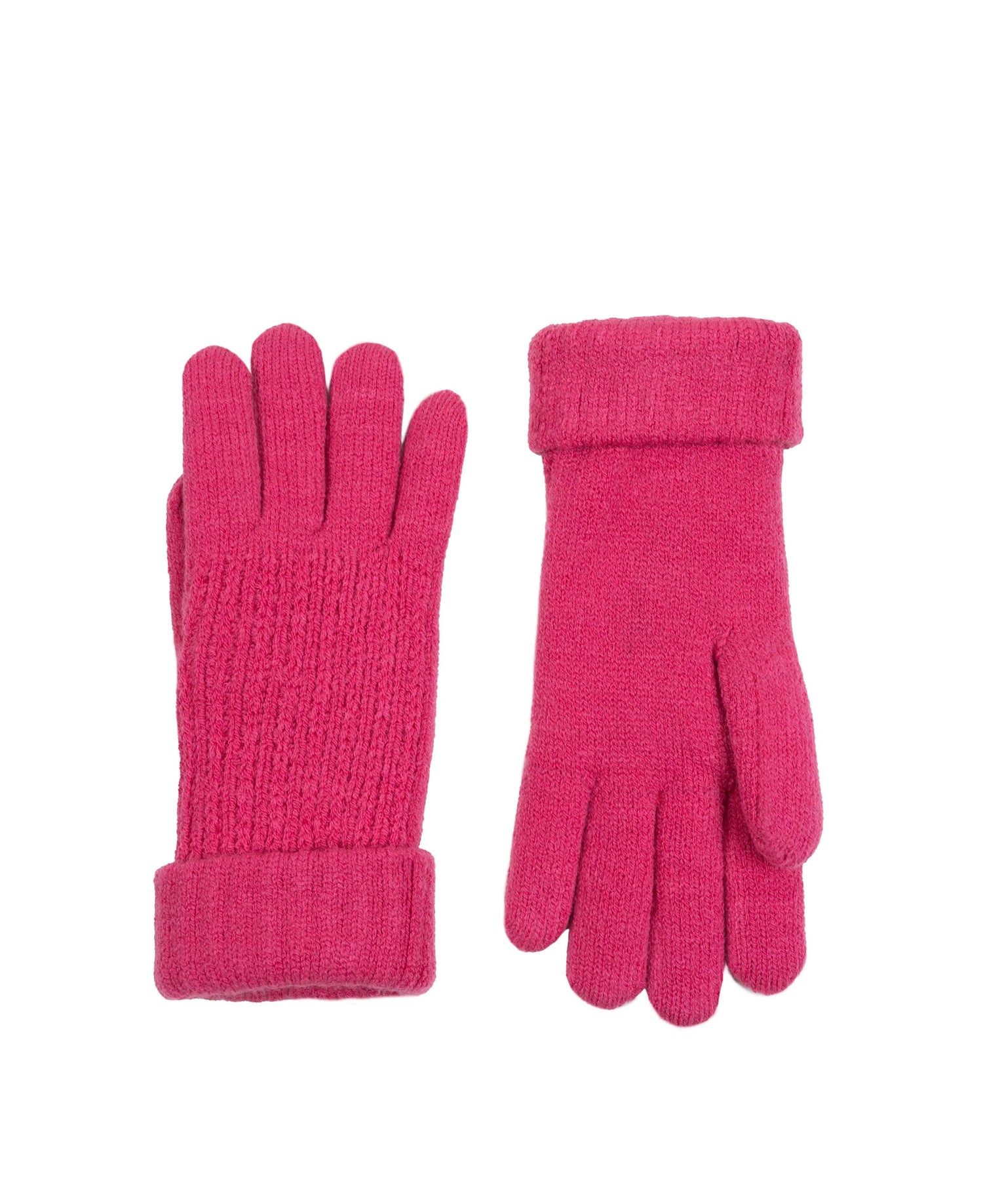 Bold Colour Knitted Gloves With Turn Back Cuffs - Candy