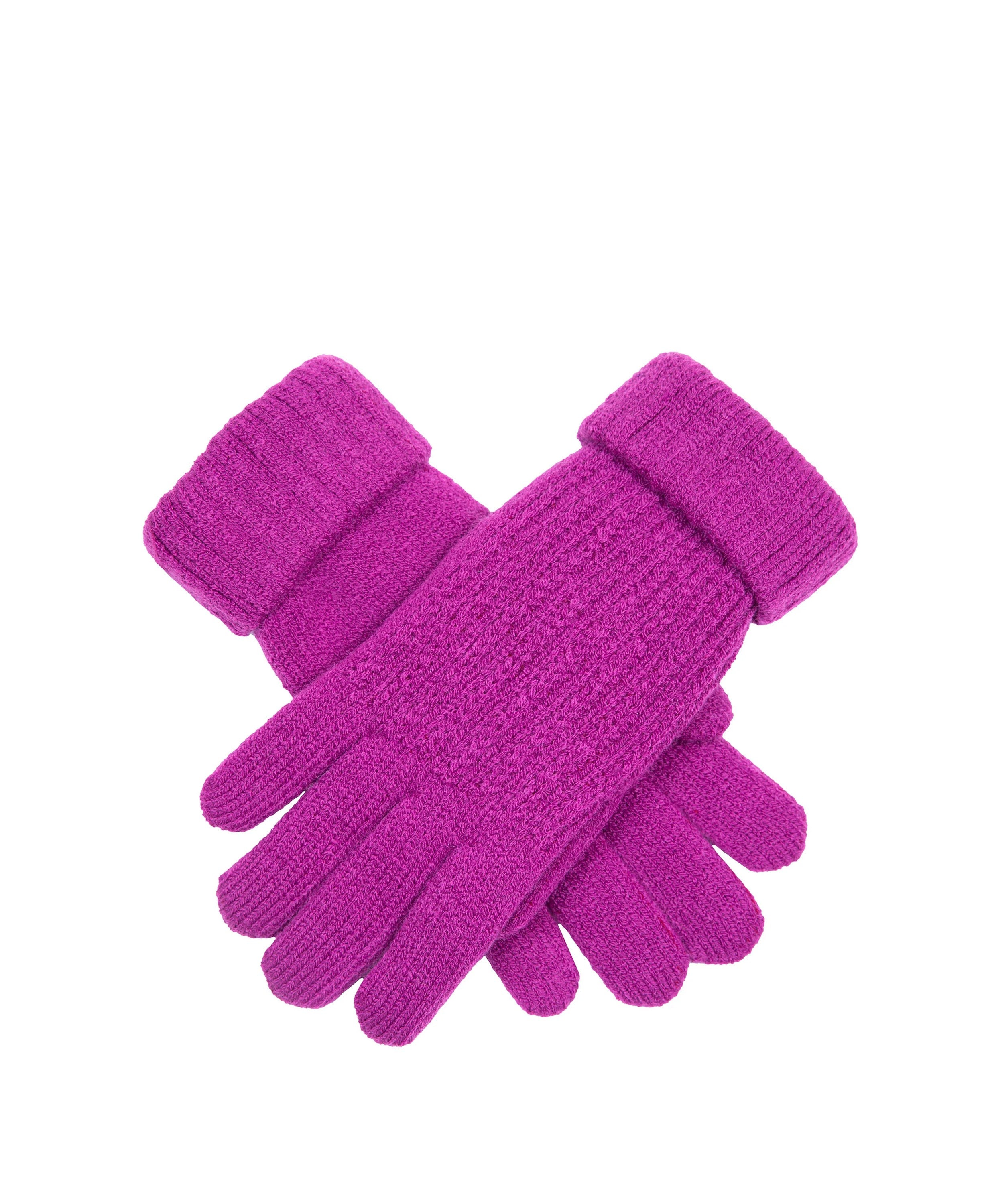 Bold Colour Knitted Gloves With Turn Back Cuffs - Orchid