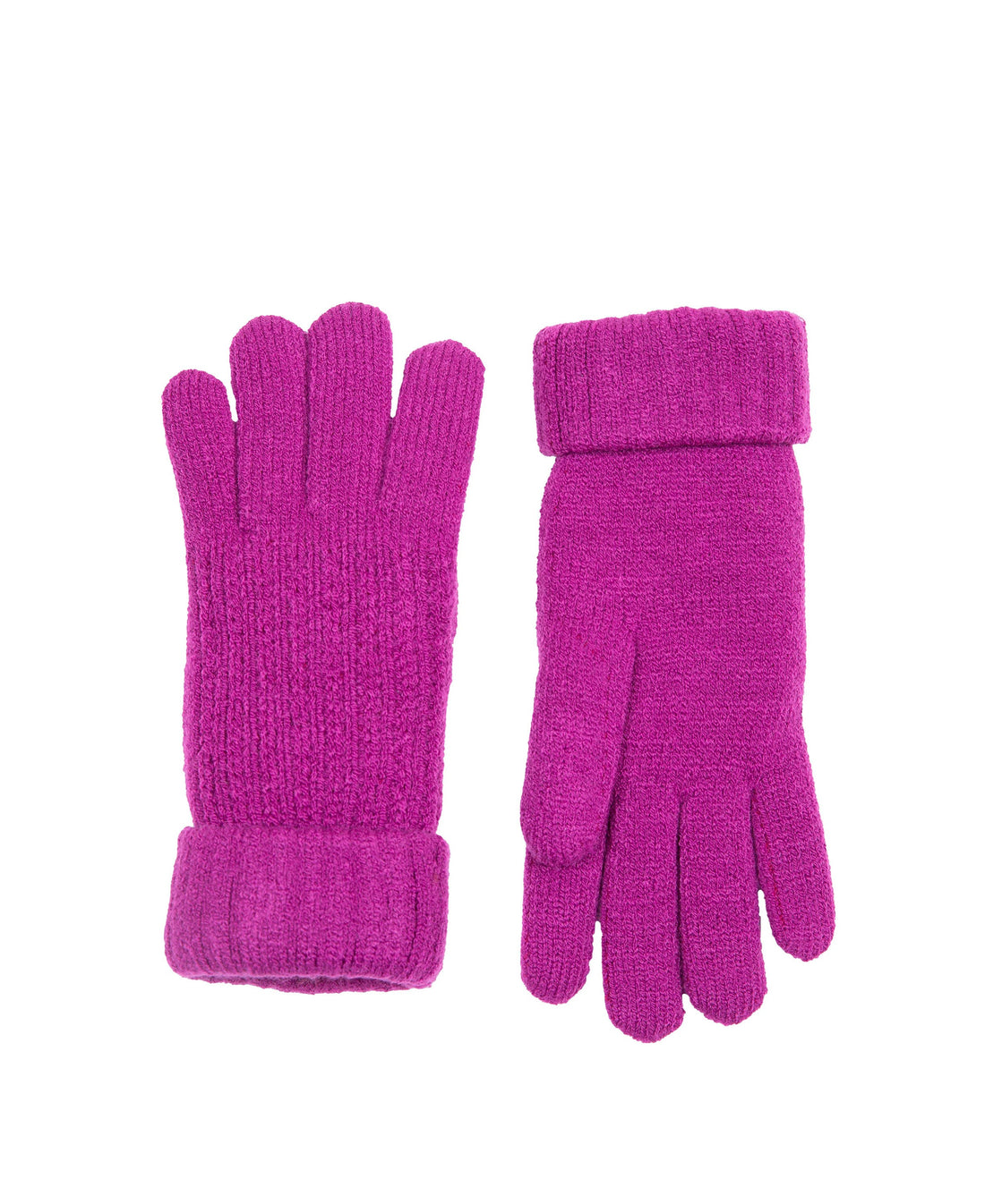 Bold Colour Knitted Gloves With Turn Back Cuffs - Orchid