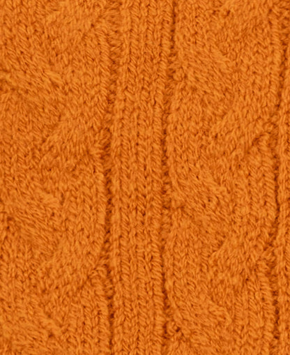 Cable Knit Gloves Fleece Lining - Pumpkin
