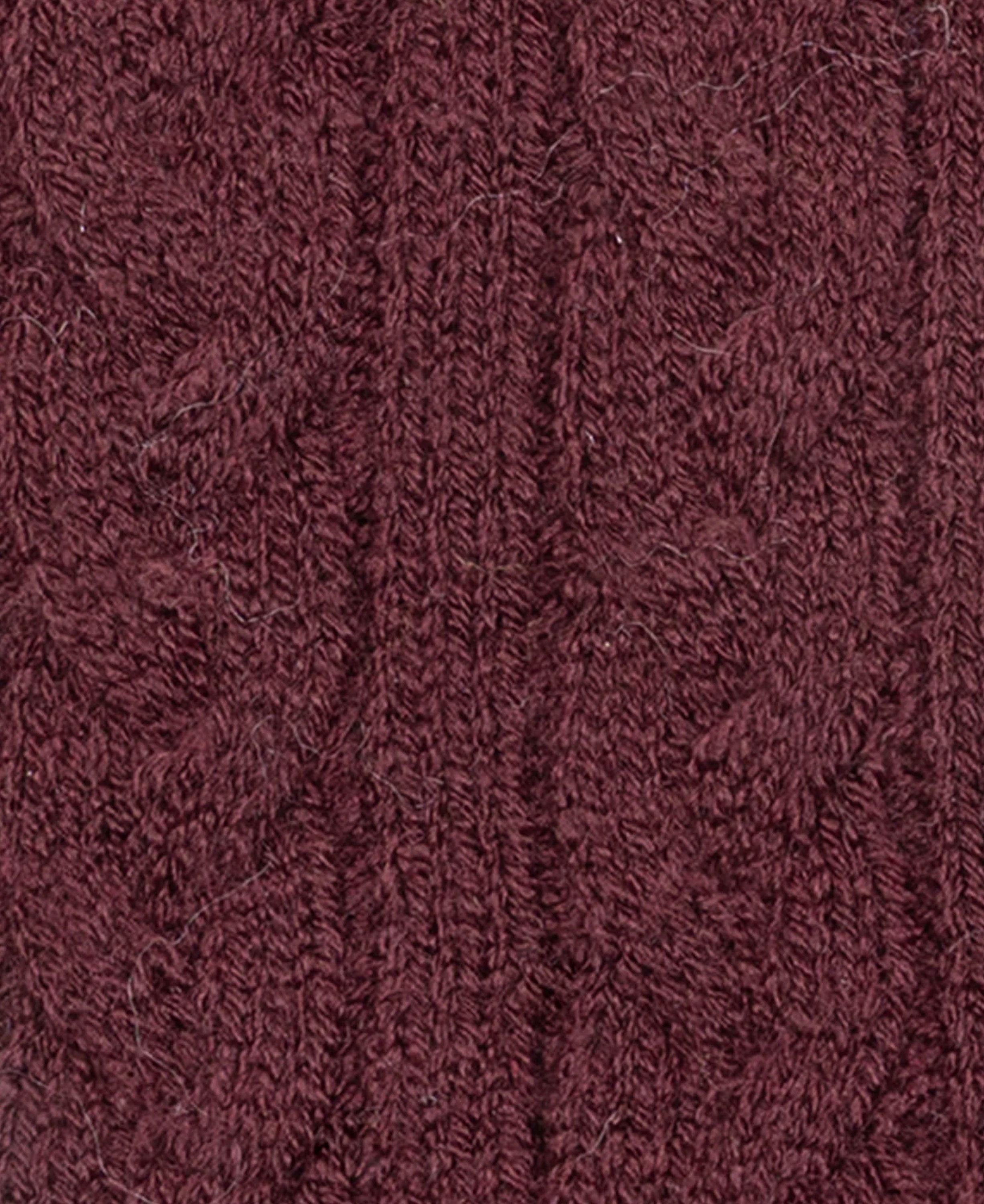 Cable Knit Gloves Fleece Lining - Damson
