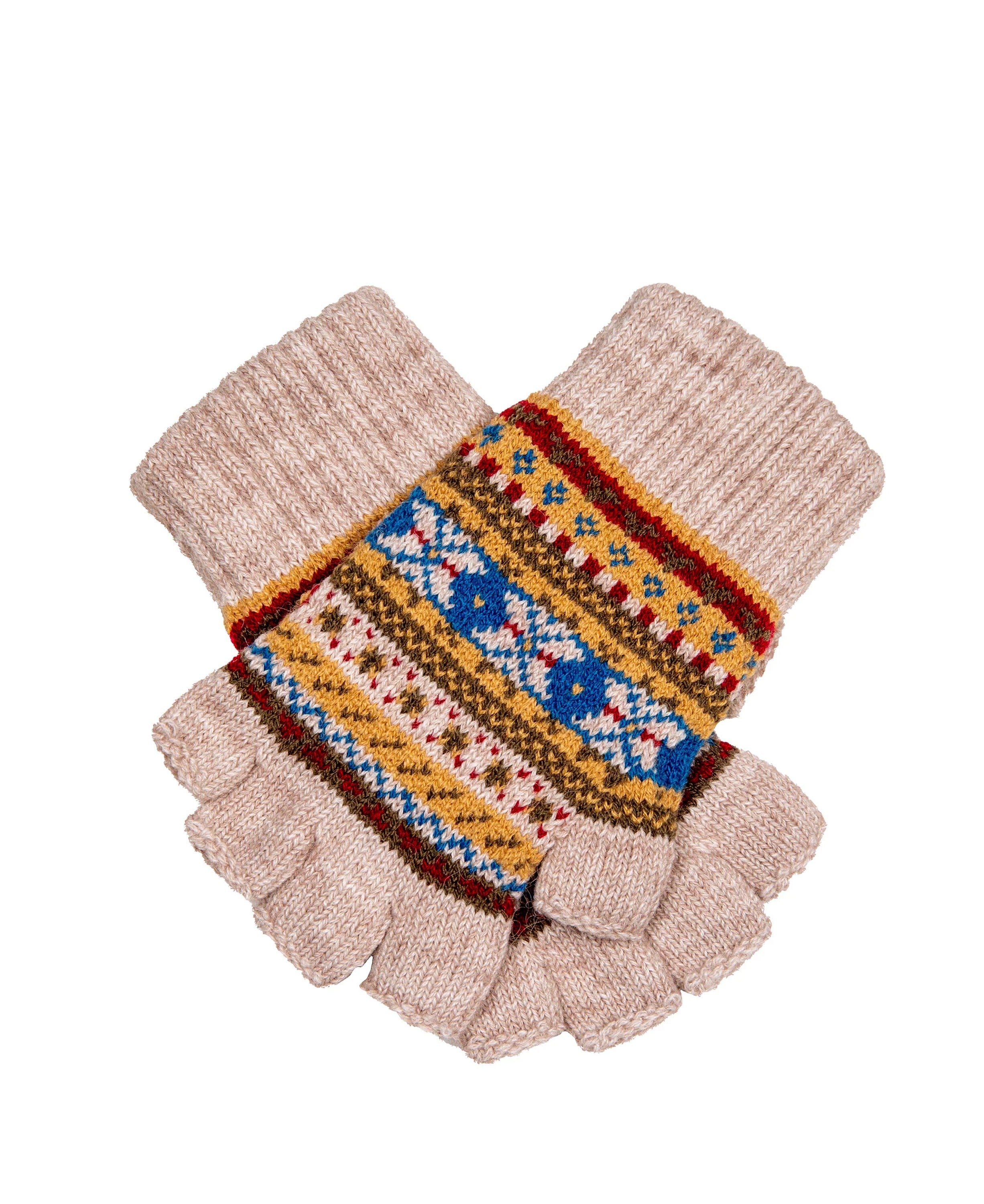 Half Finger Knitted Gloves - Oatmeal