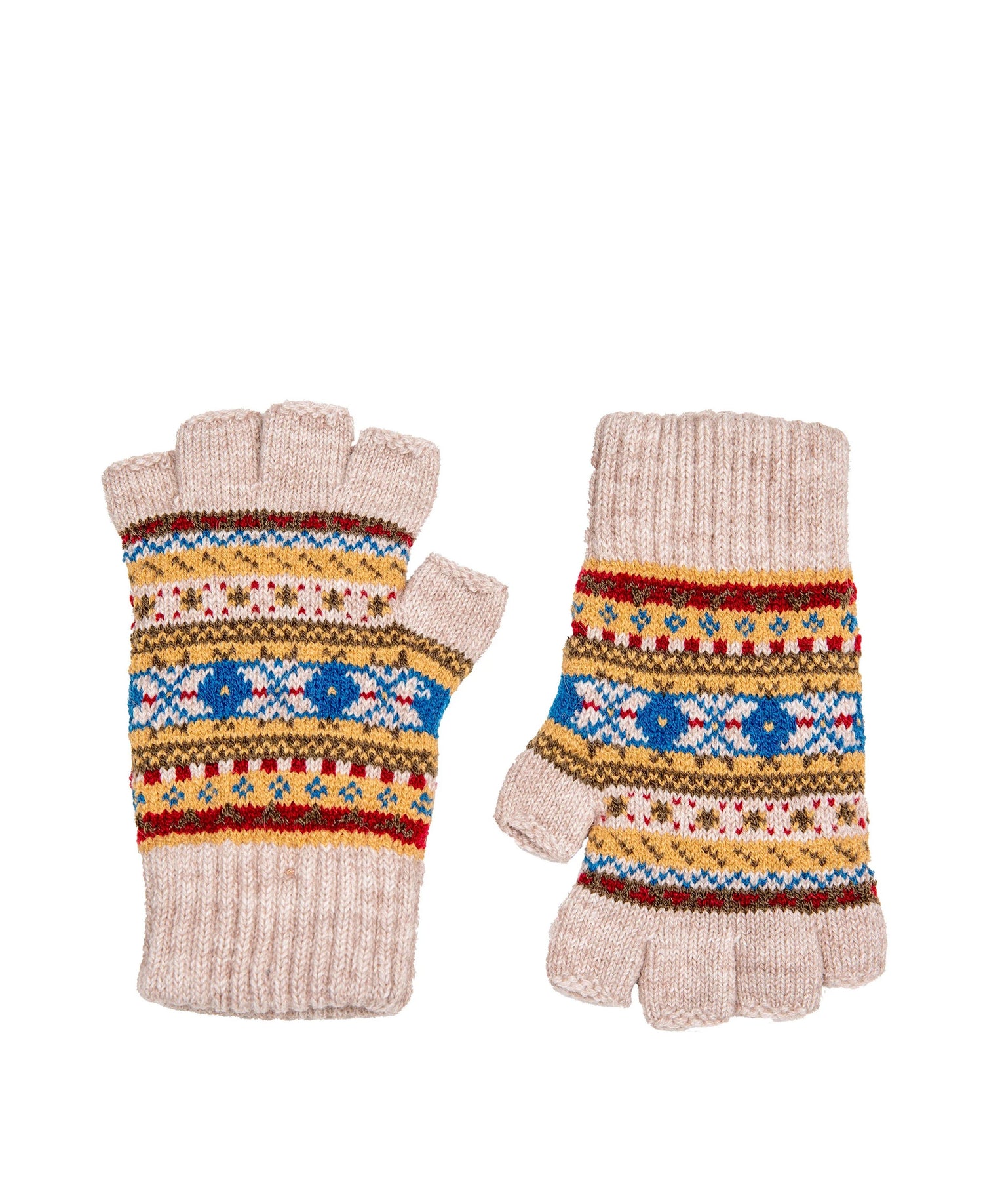 Half Finger Knitted Gloves - Oatmeal