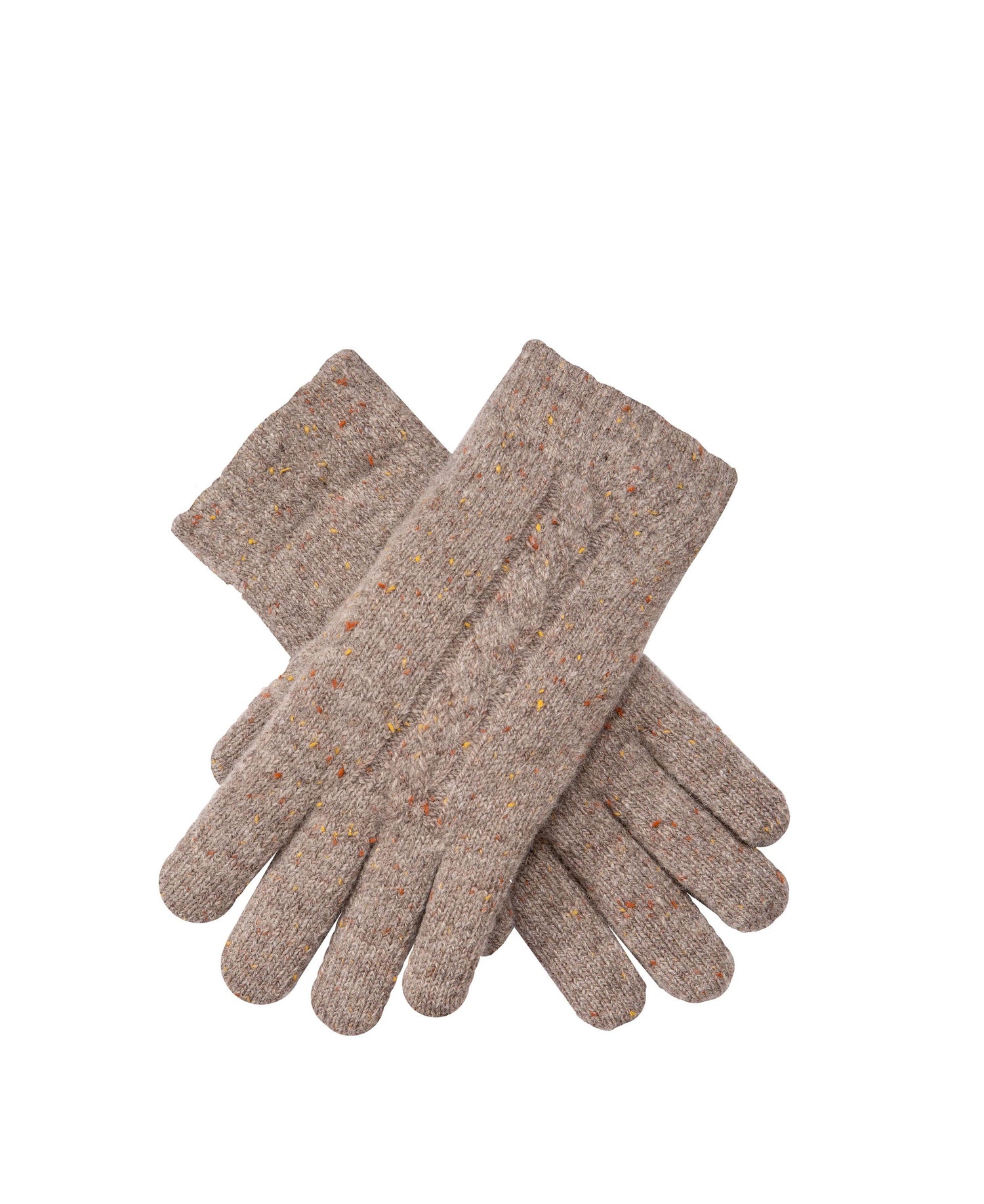 Marl Yarn Cable Knit Gloves - Oatmeal