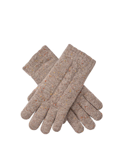 Marl Yarn Cable Knit Gloves - Oatmeal
