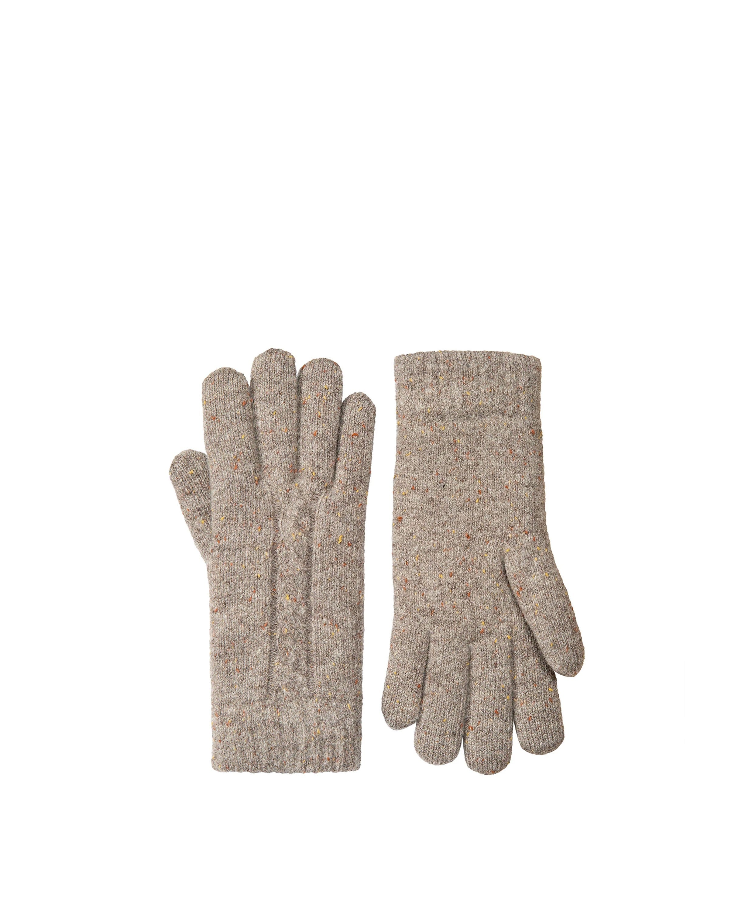 Marl Yarn Cable Knit Gloves - Oatmeal