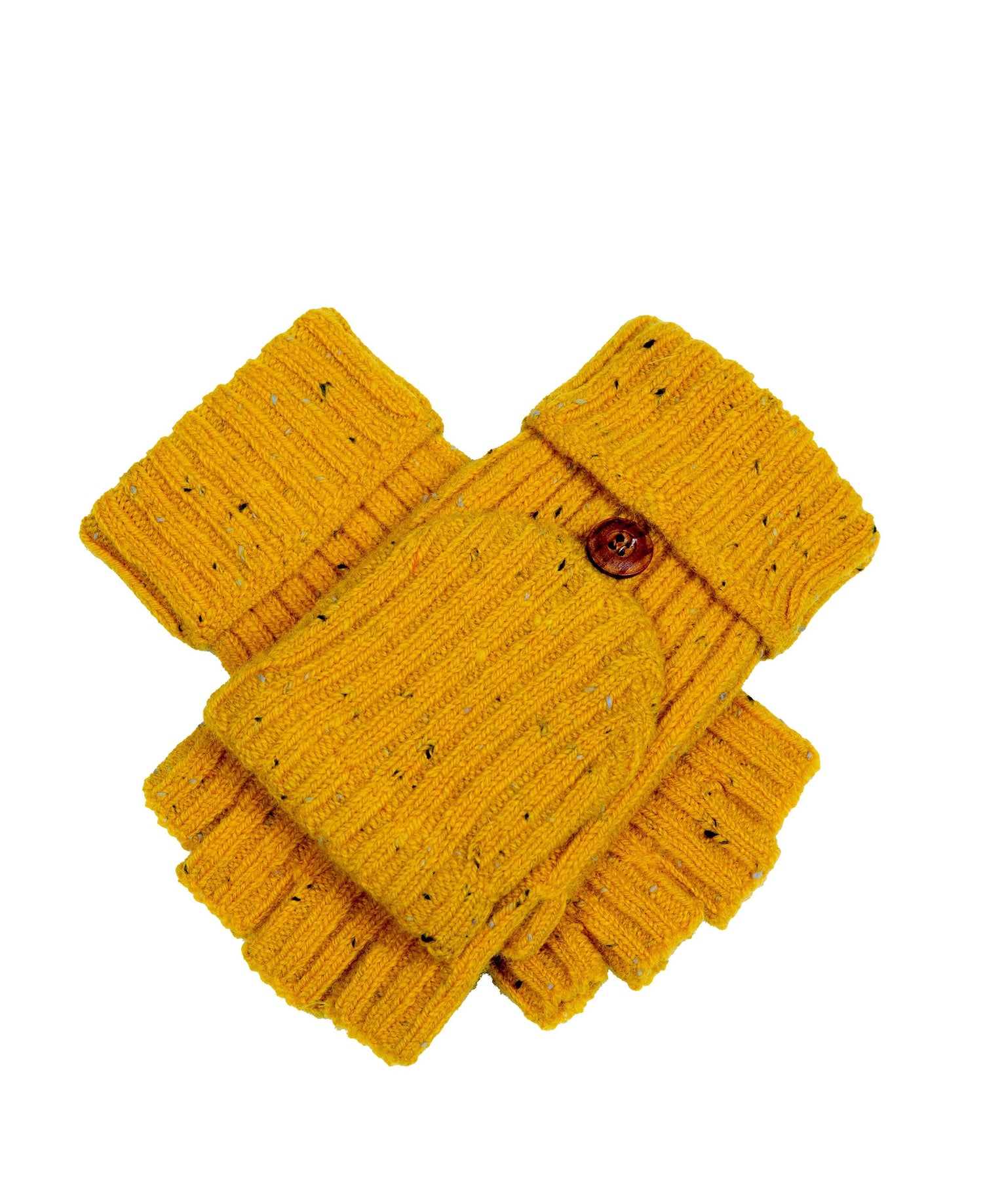 Half Finger Knitted Gloves - Ochre