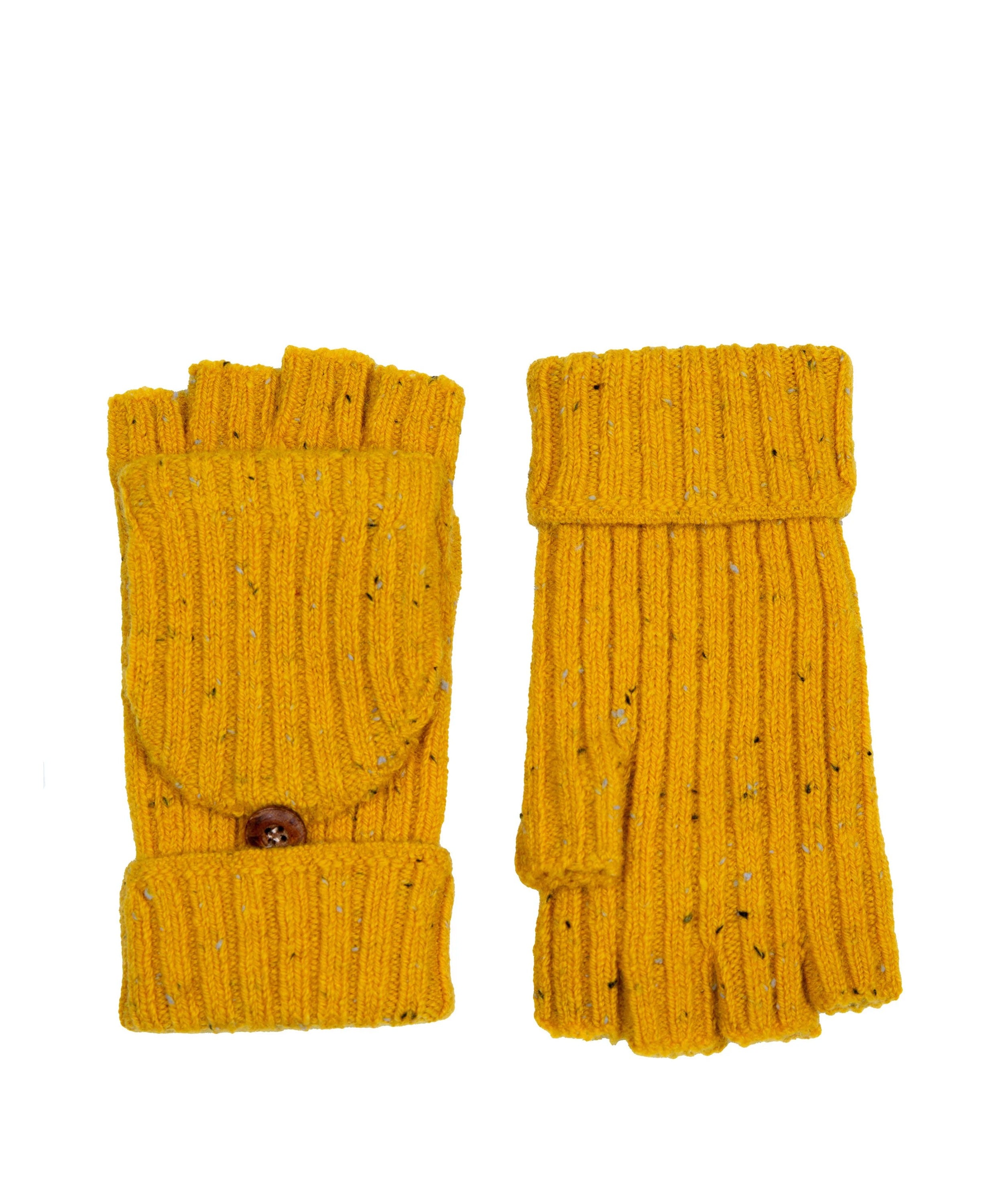 Half Finger Knitted Gloves - Ochre