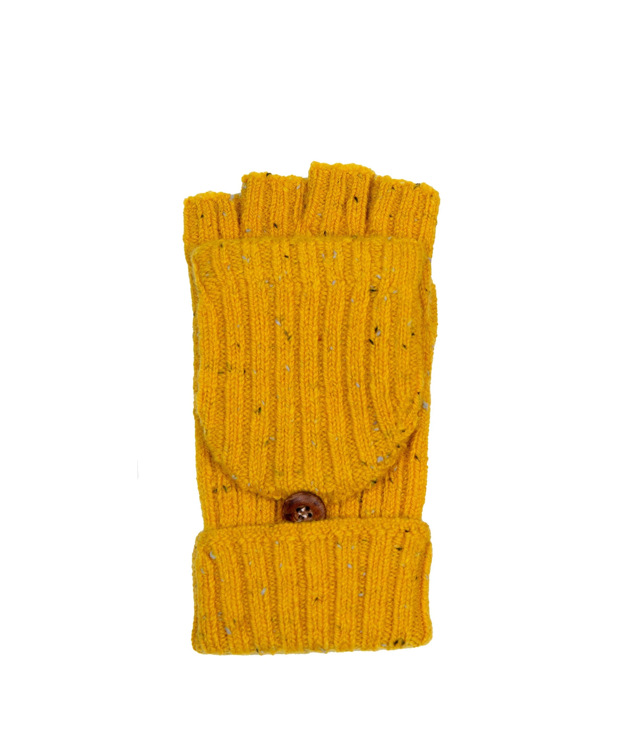 Half Finger Knitted Gloves - Ochre