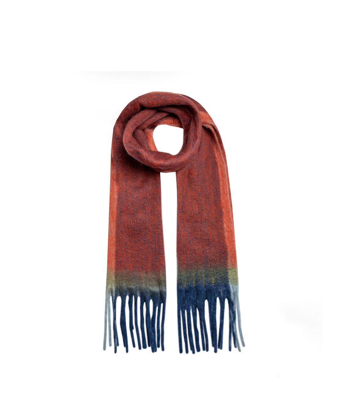 Soft Blanket Scarf With Contrast Edges - Claret/Navy
