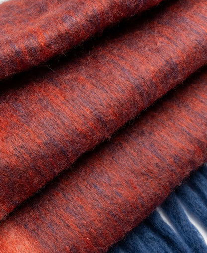 Soft Blanket Scarf With Contrast Edges - Claret/Navy