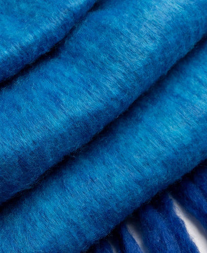 Soft Blanket Scarf With Contrast Edges - Cobalt/Tangerine