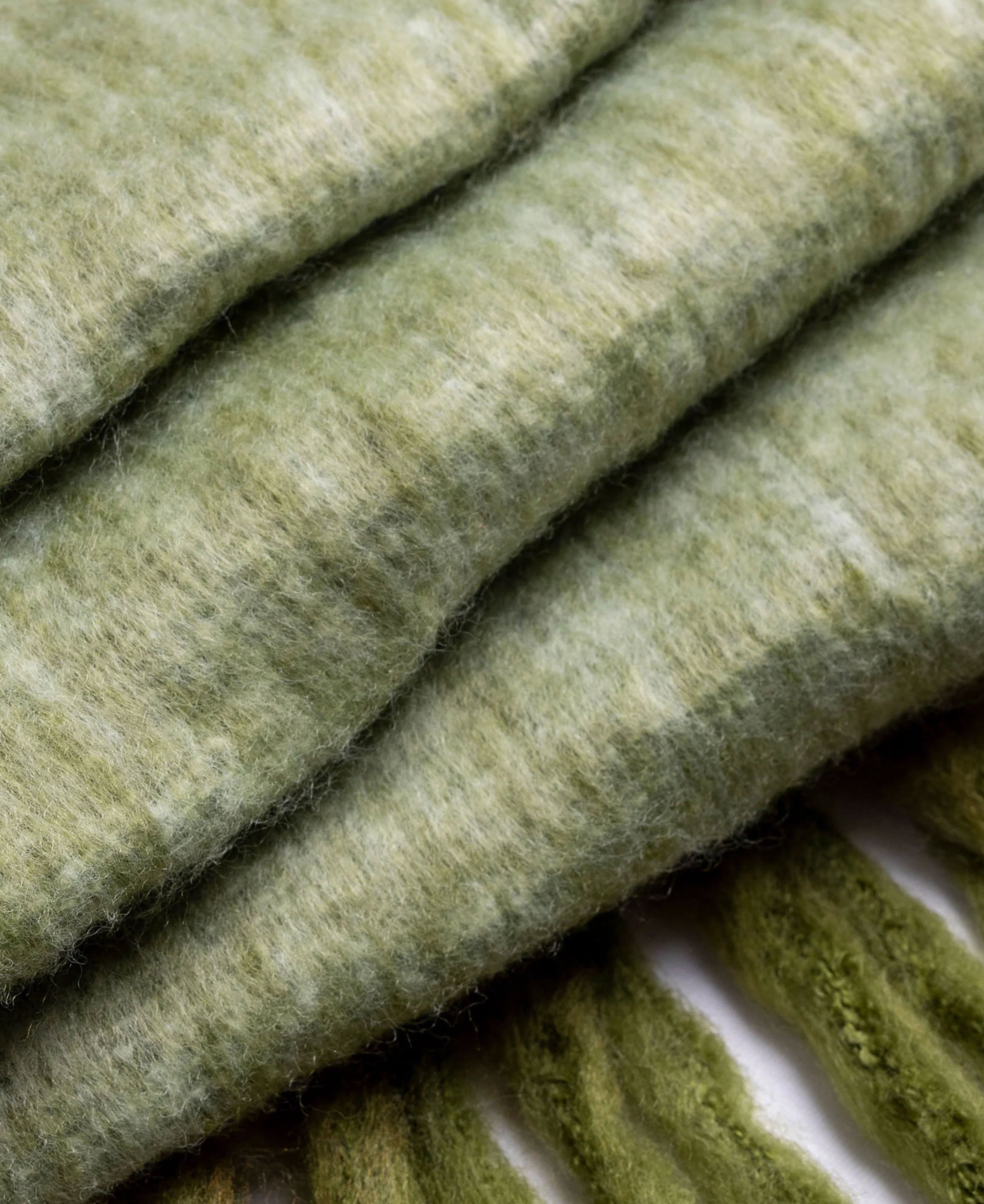 Soft Blanket Scarf With Contrast Edges - Olive/Thistle