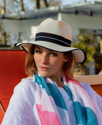 Straw Panama Style Hat - Ivory