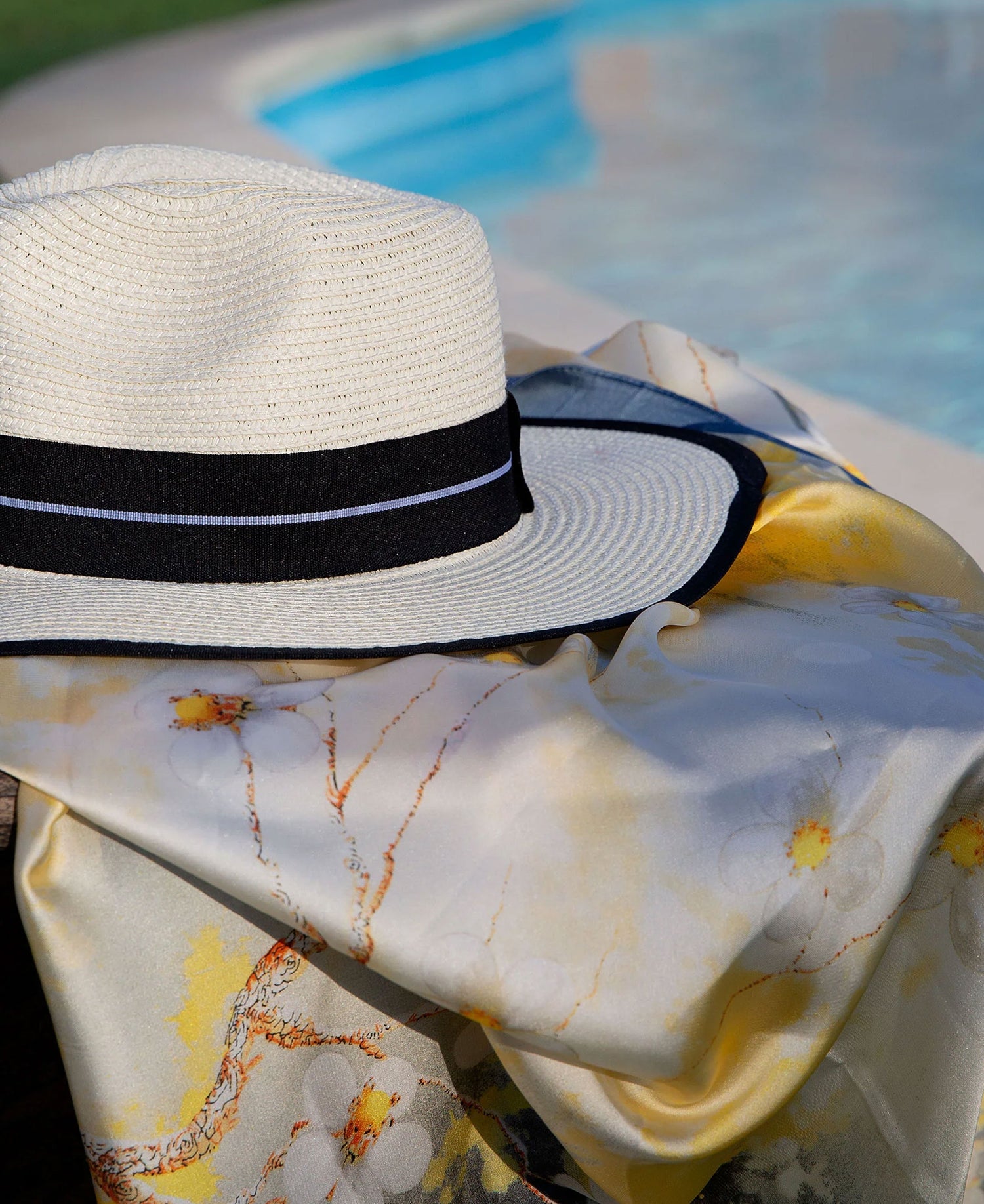 Straw Panama Style Hat - Ivory
