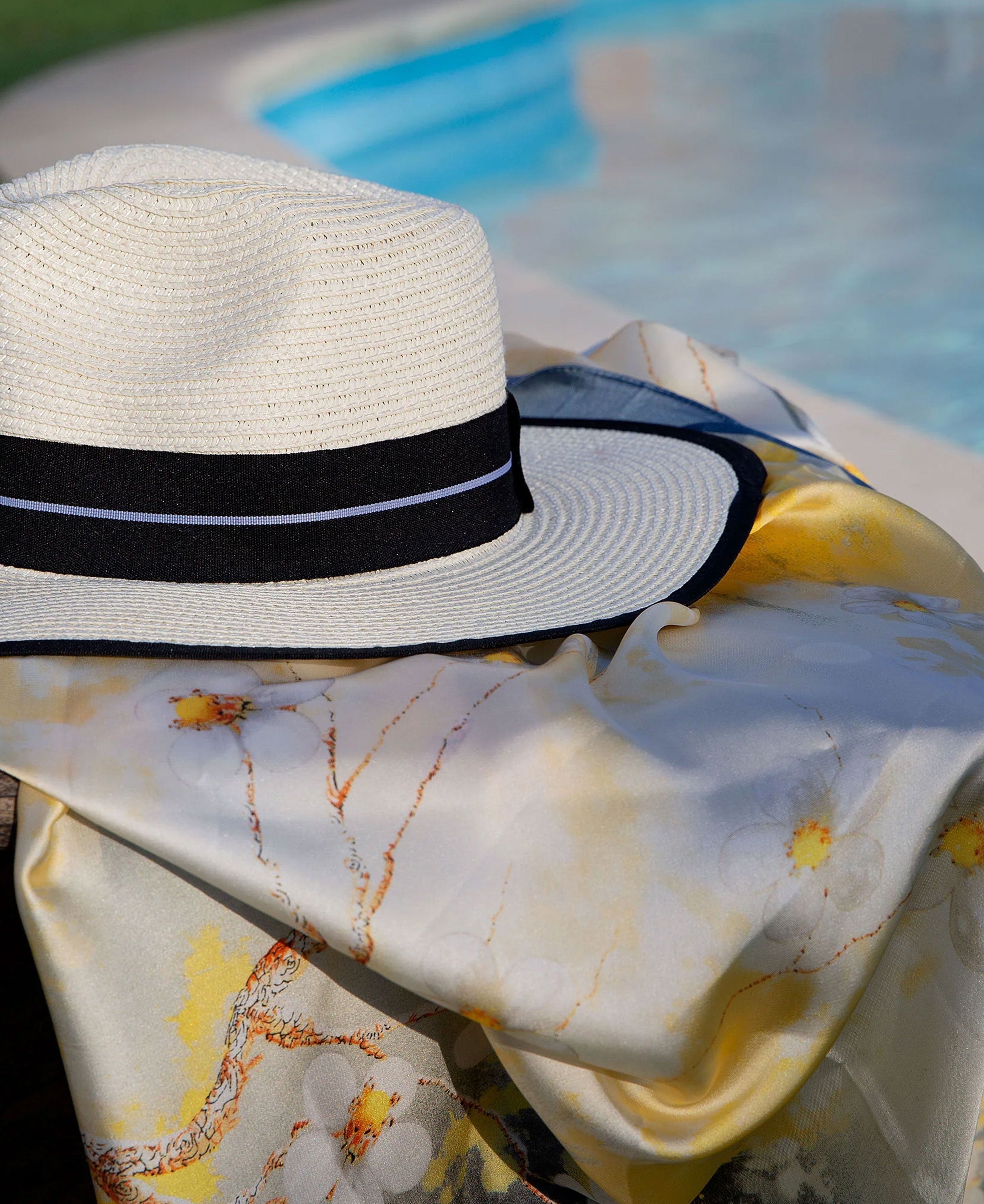 Straw Panama Style Hat - Ivory