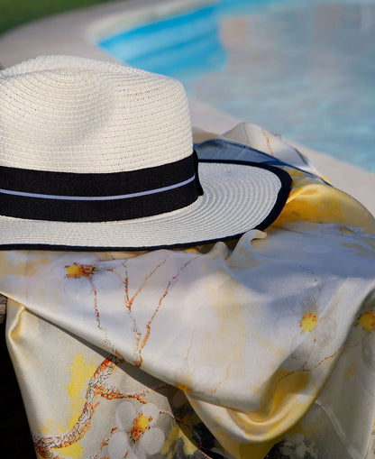 Straw Panama Style Hat - Ivory