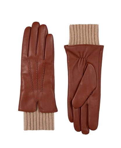 Tamara Leather Gloves - Cognac/Camel