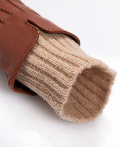 Tamara Leather Gloves - Cognac/Camel