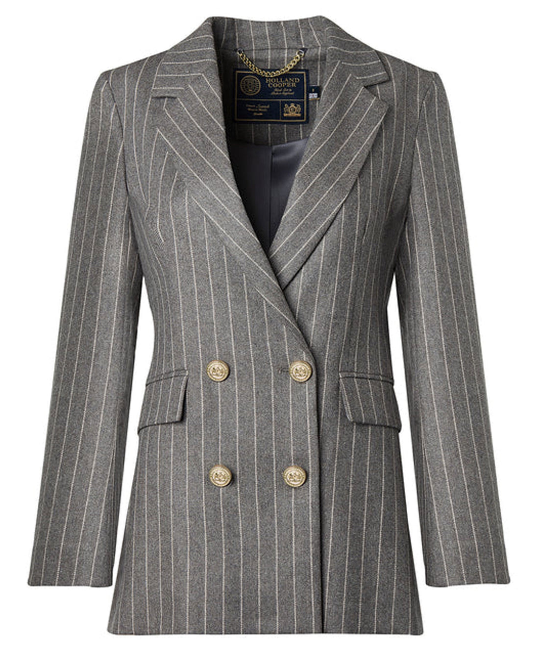 Double Breasted Blazer - Soft Grey Pinstripe