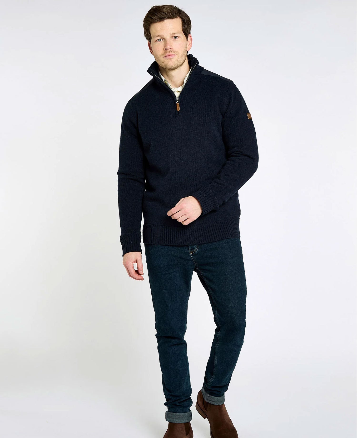 Doherty Zip Neck Sweater - Navy