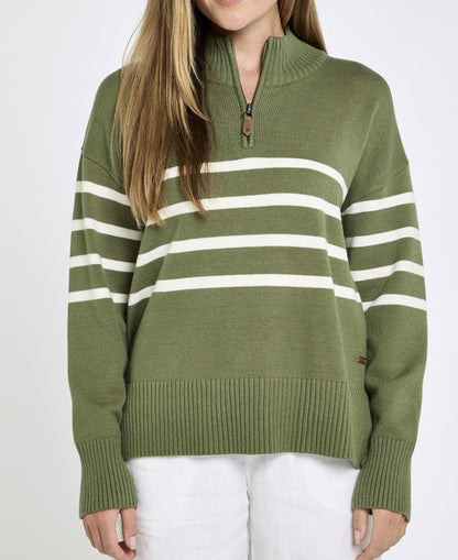 Fonthill Zip Neck Sweater - Kelp