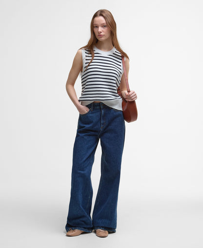 Emberly Sleeveless Knitted Tank - Cloud/Navy