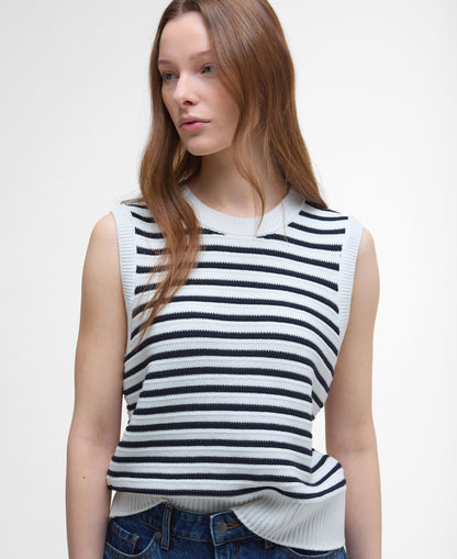 Emberly Sleeveless Knitted Tank - Cloud/Navy