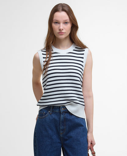 Emberly Sleeveless Knitted Tank - Cloud/Navy