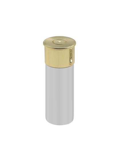 4oz Pewter Shotgun Cartridge Hip Flask With Brass Lid