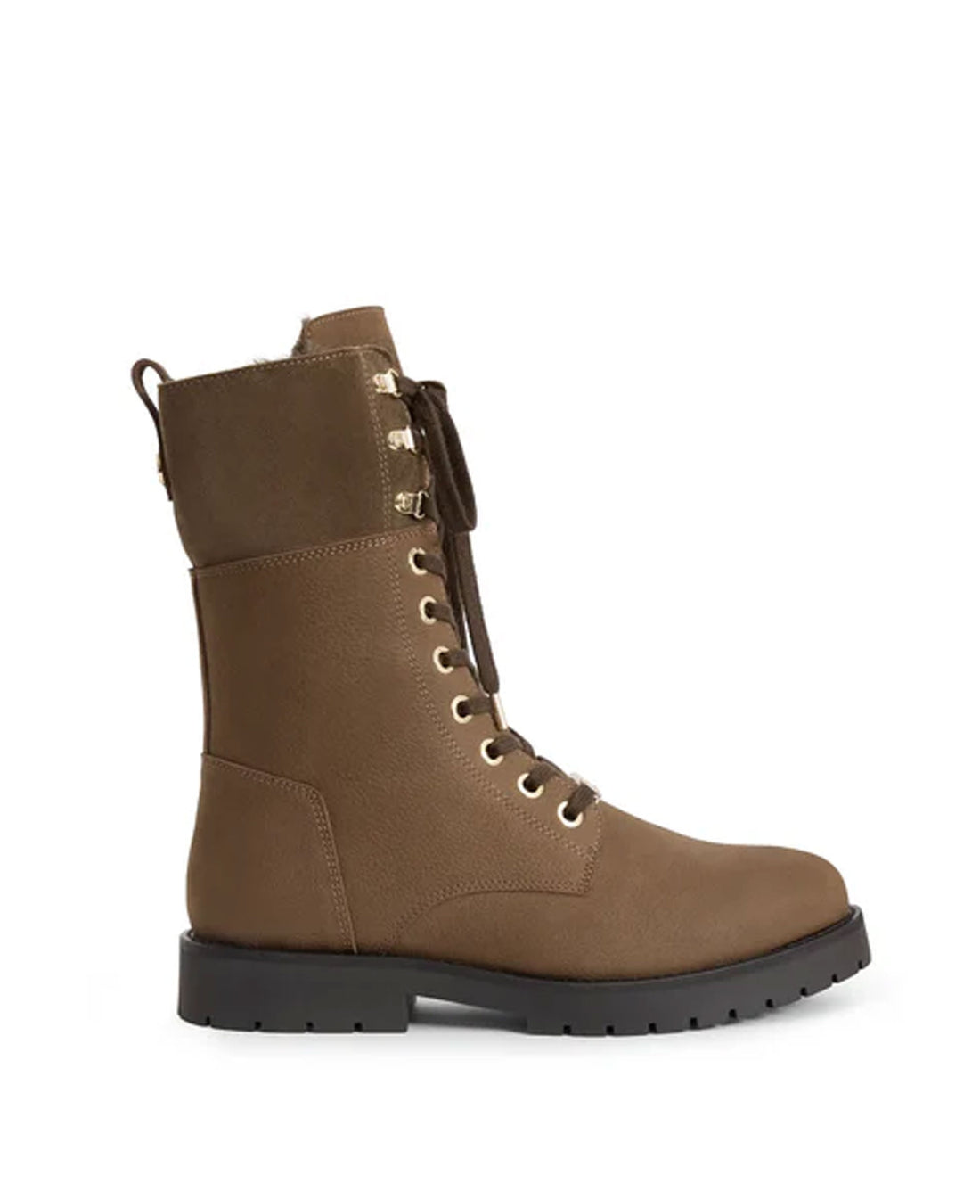 Shearling Anglesey Combat Boot - Fog Nubuck