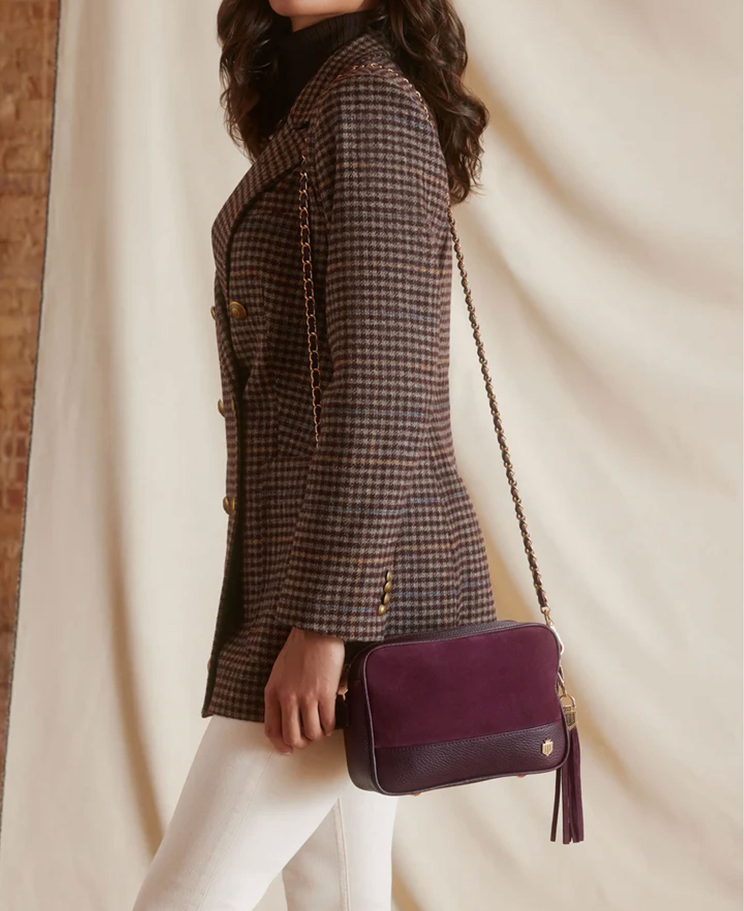 Finsbury Cross Body Bag - Elderberry Suede