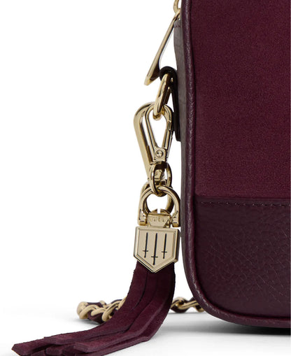Finsbury Cross Body Bag - Elderberry Suede