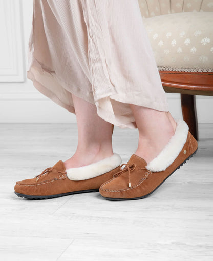 Henley Shearling Lined Slippers - Tan Suede