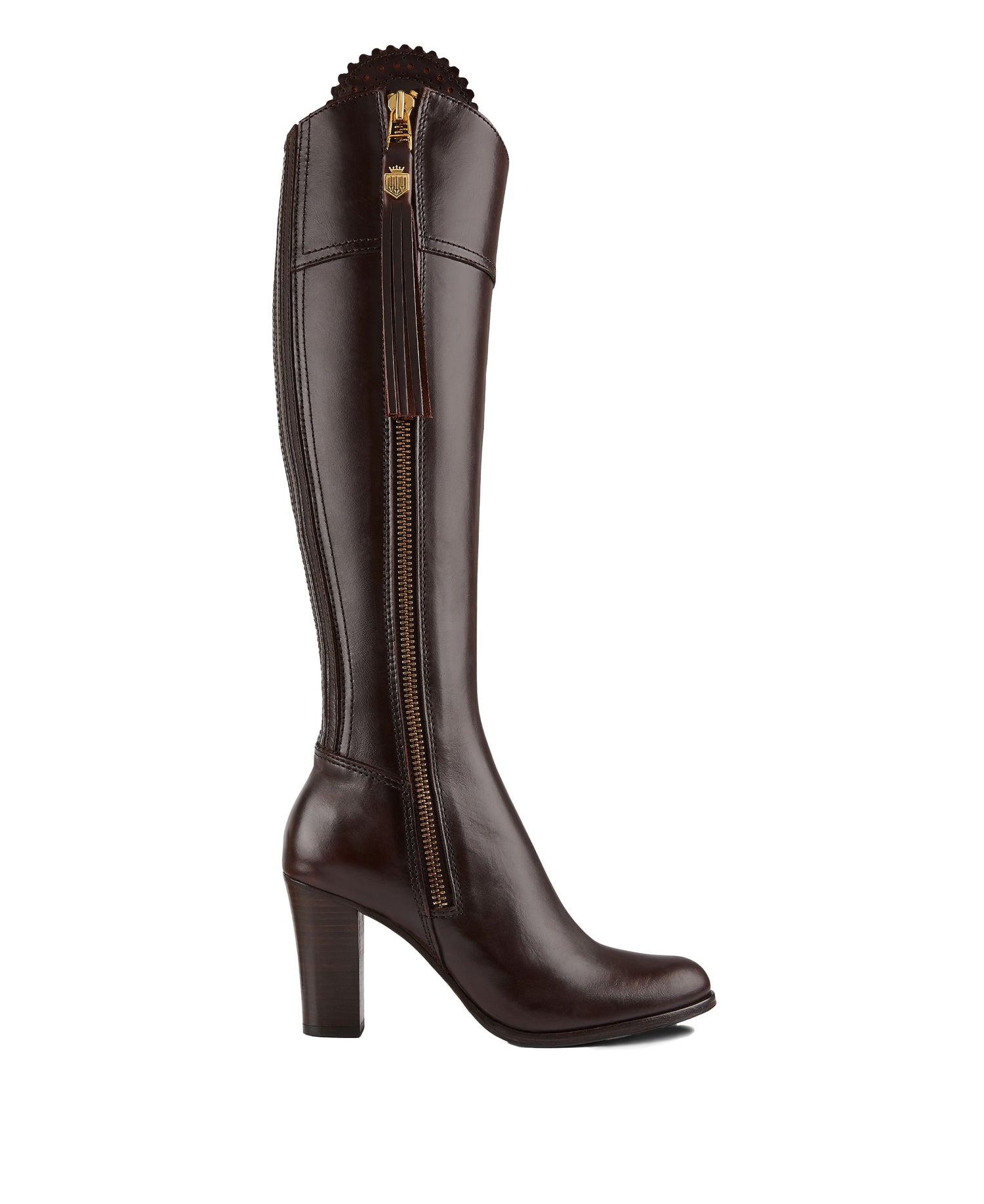 Regina High Heeled Boot - Mahogany Leather