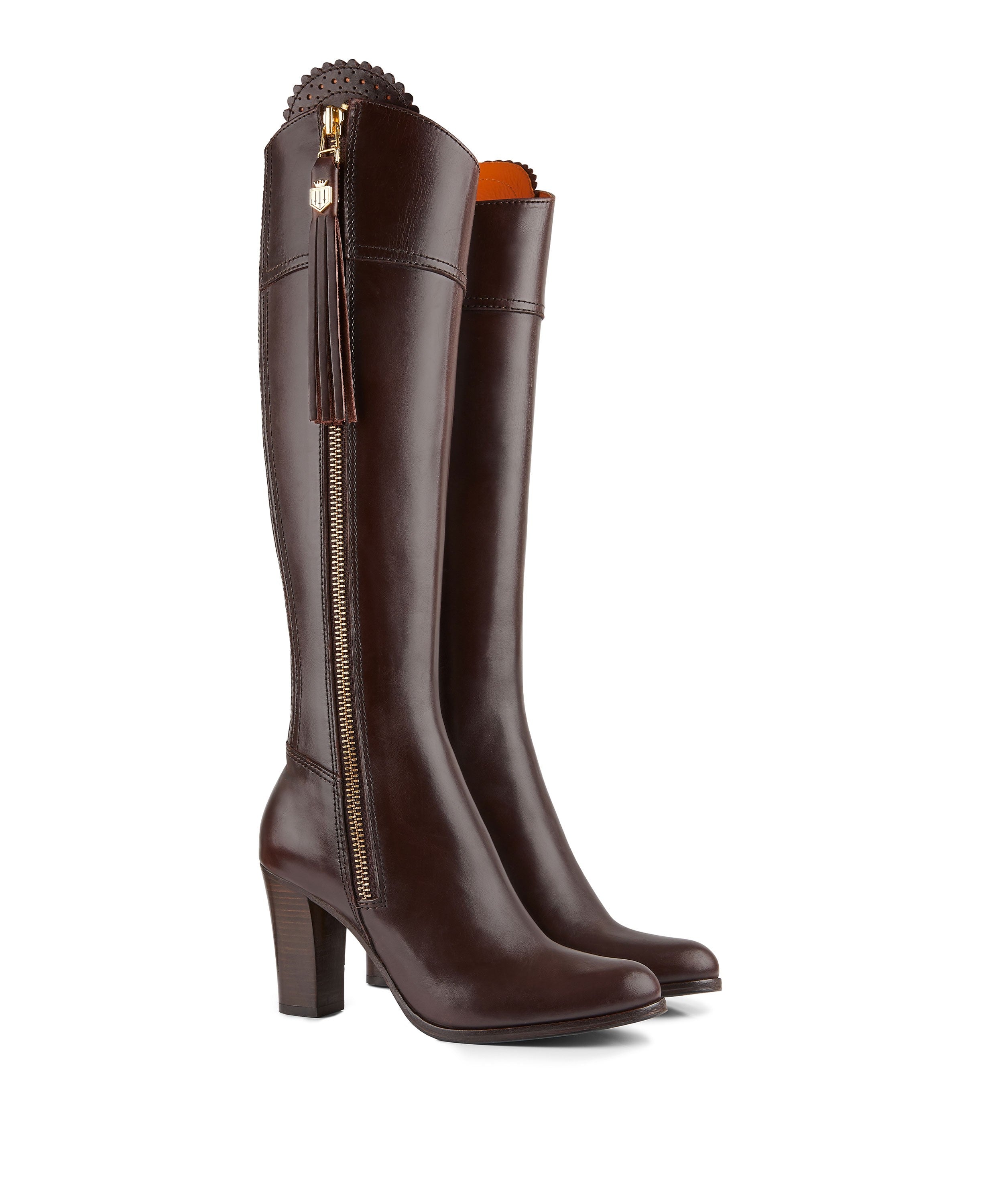 Regina High Heeled Boot - Mahogany Leather